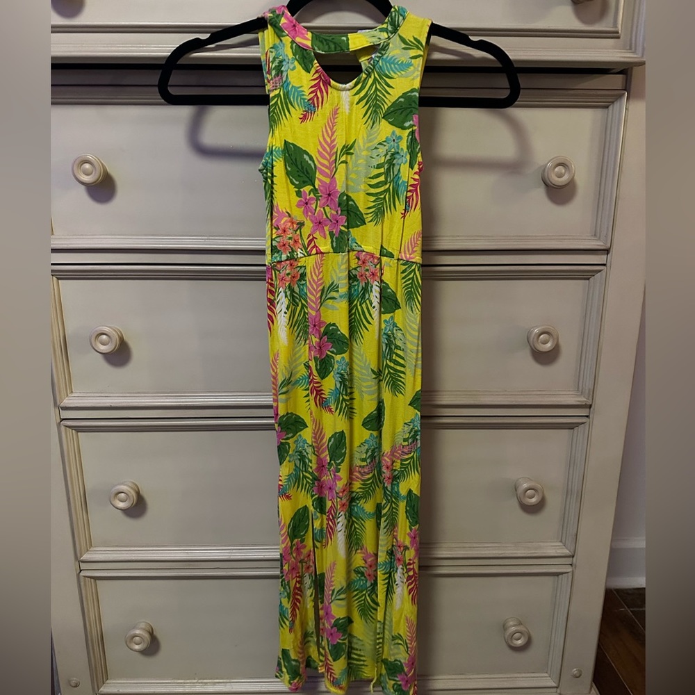 Yellow long floral dress